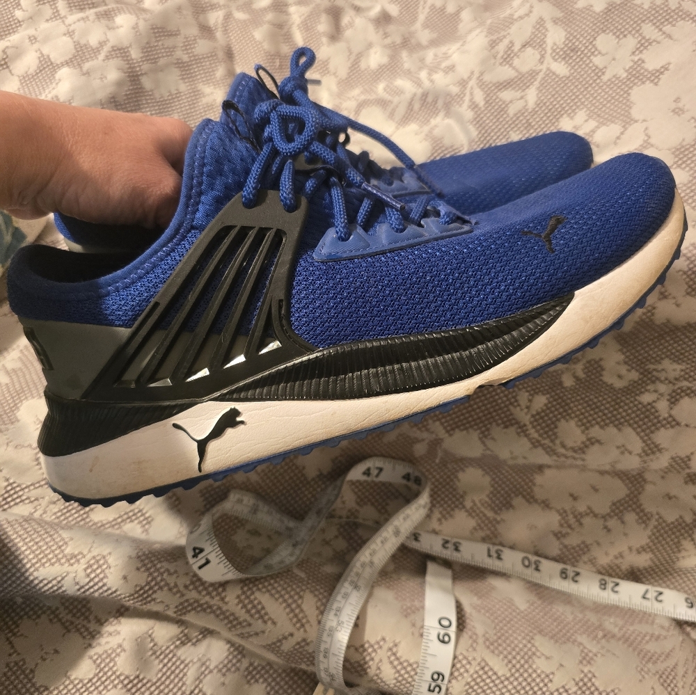 Puma Blue and Black Athletic Shoes with Mesh Upper